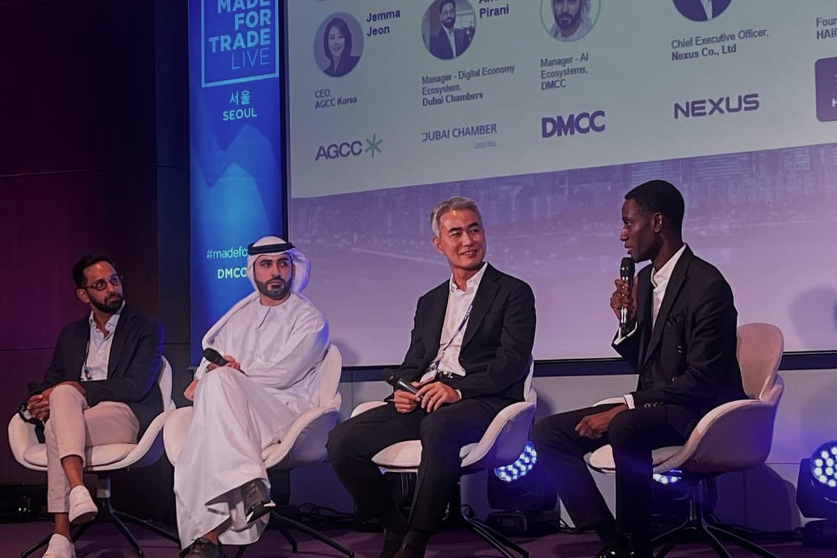Joel Roberts speaking on a cross-market strategy panel at Made for Trade Live in Seoul
